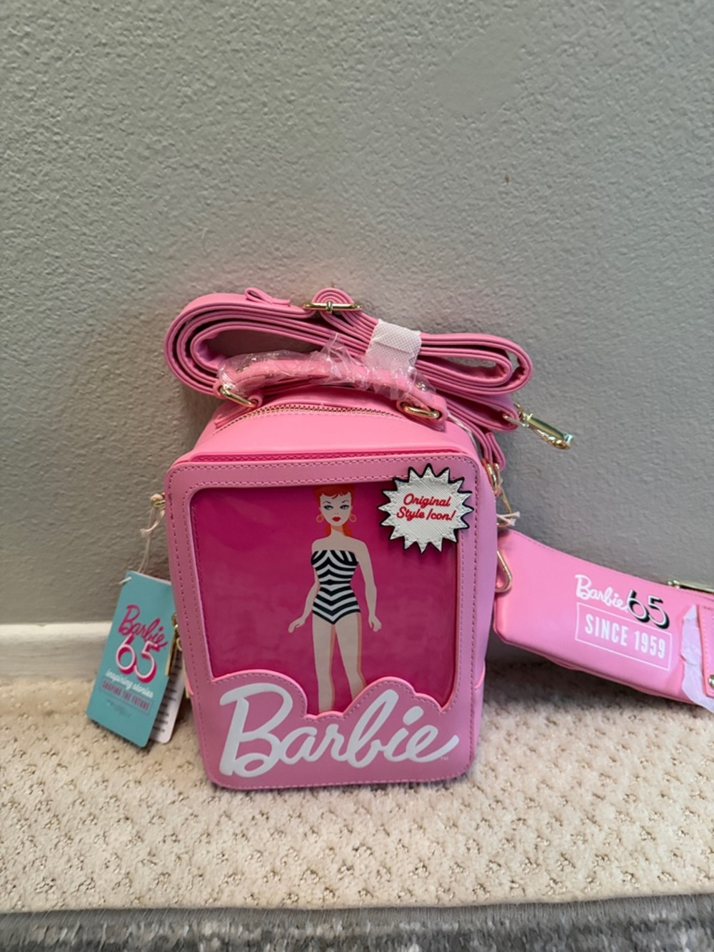 Loungefly Barbie Pink Icon Crossbody Bag with Vintage Doll Art
